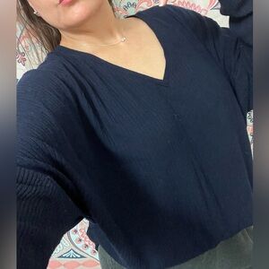 White House Black Market Deep Blue V-Neck Sweater